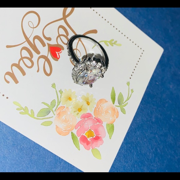 New Silver Color Big Oval AAA CZ Stone Rings - Picture 5 of 6